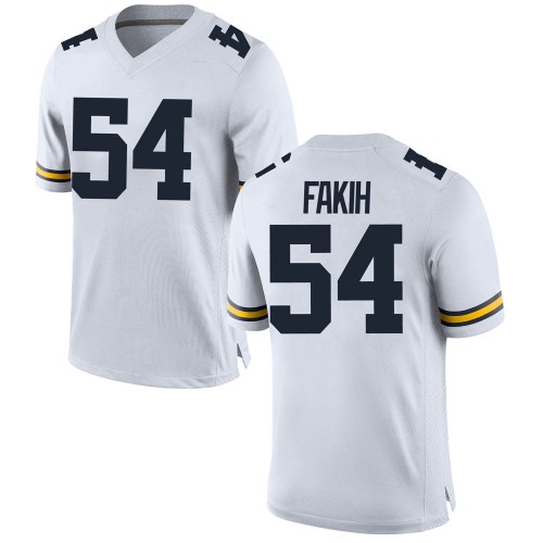 Adam Fakih Michigan Wolverines Men's NCAA #54 White Game Brand Jordan College Stitched Football Jersey FZP3754JZ